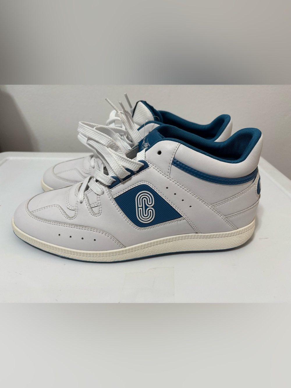 Coach Men's White and Teal Low-Top Sneakers
